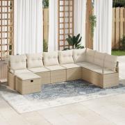 vidaXL 8 Delars Trädgårdsoffa Set med Kuddar Beige Poly Rattan, vidaXL...