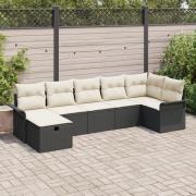 vidaXL 7 Delars Trädgårdsoffset med Kuddar Svart Poly Rattan, vidaXL 2...