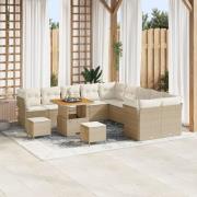 vidaXL 13-delat trädgårdsoffaset med kuddar beige poly rattan akacia, ...