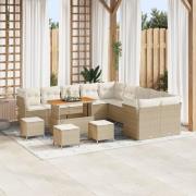 vidaXL 14 Delars Trädgårdsoffset med Kuddar Beige Poly Rattan Akacia, ...