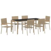 vidaXL 7-delars trädgårdsset Beige Poly Rottning, vidaXL Stapelbara tr...