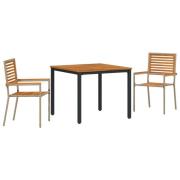vidaXL 3-delat trädgårdsset Beige Poly Rotting Akacia, vidaXL Stapling...