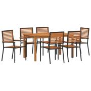 vidaXL 7-delat Trädgårdsmatbord Set Svart Poly Rattan Akacia, vidaXL S...
