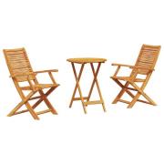 vidaXL 3-delars Vikbart Bistro Set i Massivt Akaciaträ