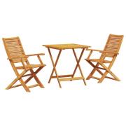 vidaXL 3-delat hopfällbart bistro-set i massivt akaciaträ