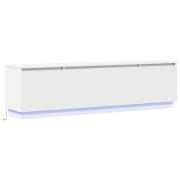 vidaXL TV-bänk med LED Vit 180x38x49 cm Konstruerat trä