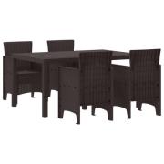 vidaXL 5-delad Trädgårds matplats Brun Poly Rattan