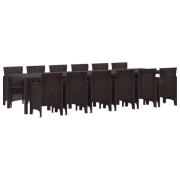 vidaXL 13-delars trädgårdsset Brun Poly Rattan, vidaXL Trädgårdsbord B...