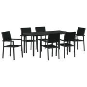 vidaXL 7-delars Trädgårdsset Svart Poly Rattan
