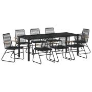 vidaXL 9-delat Trädgårdsdining-set Svart PVC Rattan