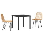 vidaXL 3-delars trädgårds matsalsset Brun Poly Rattan