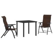 vidaXL 3-delat Trädgårdsset Brun Poly Rattan