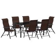 vidaXL 7 delar trädgårdsdining set brun poly rattan