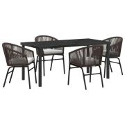 vidaXL 5-delat trädgårds matsalsset Brun poly rattan