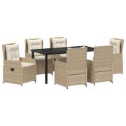 vidaXL 7 Delars Trädgårdsmöbelset Beige Poly Rattan, vidaXL Trädgårdsb...