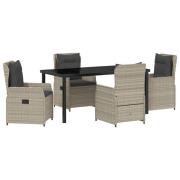 vidaXL 5 Delars Trädgårdsmatbord Ljusgrå Poly Rattan, vidaXL Trädgårds...