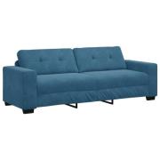 vidaXL 3-sitssoffa Blå 180 cm Sammet