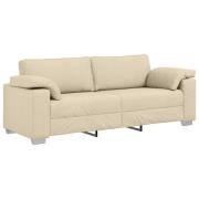 vidaXL 3-sitssoffa i grädde, 178 cm, tyg