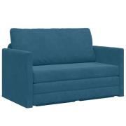 vidaXL Golvsoffa Säng 2-i-1 Blå 124x204x61 cm Sammet