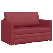 vidaXL Golvsoffa-säng 2-i-1 Vinröd 124x71x78 cm Konstläder