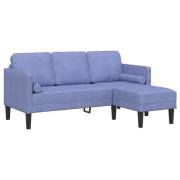 vidaXL 3-Sits L-formad Soffa Jeans Blå 160 cm Tyg