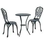 vidaXL 3-delars trädgårdsbistro-set Grön Gjutjärn