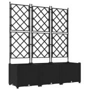 vidaXL Trädgårdsplanterare med Trellis 3 st Svart 120x40x143 cm