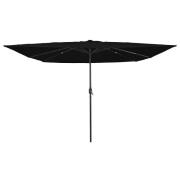 vidaXL Fyrkantig Trädgårdsparasol med LED-lampor 295x245 cm Svart