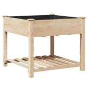 vidaXL Trädgårdsplanterare med hylla 90x90x76 cm i massivt furu