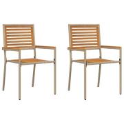vidaXL Stapelbara Trädgårdsstolar med Kuddar 2 st Beige Poly Rattan