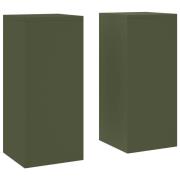 vidaXL Utomhus Plantalare Pelare 2 st Olivgrön 24x24x55 cm Stål
