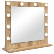 vidaXL Sminkspegel med LED-belysning Artisan Ek 60x55x18 cm