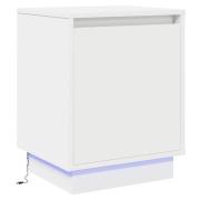 vidaXL Sängbord med LED-lampor Vit 39x34,5x50 cm