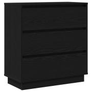 vidaXL Sängbord med LED Svart Ek 71x34,5x75 cm Konstruerat trä