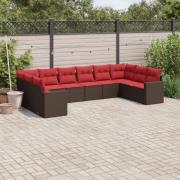 vidaXL Loungegrupp 10 delar med brun dynor konstrotting