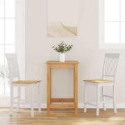 vidaXL Barstolar 2 st, vit, massivt trä, gummi