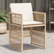vidaXL Trädgårdsstolar med dynor 4 st beige konstrotting