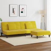 vidaXL Bäddsoffa 2-sits med fotpall gul sammet