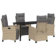 vidaXL 5-delat Set För Trädgårdsservering Beige Poly Rattan