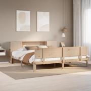vidaXL Säng med bokhylla utan madrass 200x200cm massiv furu