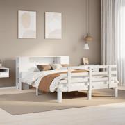 vidaXL Säng med bokhylla utan madrass vit 140x200cm massiv furu