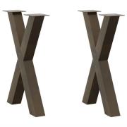 vidaXL Matbordsben X-formade 2 st naturstål 50x(72-73) cm stål