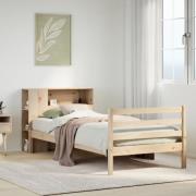 vidaXL Säng med bokhylla utan madrass 75x190cm massiv furu