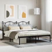 vidaXL Sängram med huvudgavel metall svart 180x200 cm