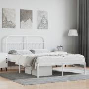 vidaXL Sängram med huvudgavel metall vit 140x200 cm