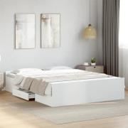 vidaXL Sängram med lådor vit 150x200 cm konstruerad trä