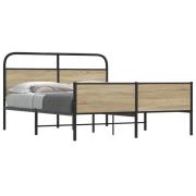 vidaXL Sängram utan madrass metall rökfärgad ek 180x200 cm