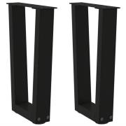 vidaXL Matbordsben V-formade 2 st svart 28x(42-43,3) cm stål