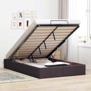 vidaXL Ottoman sängram utan madrass mörkbrun 120x190 cm tyg