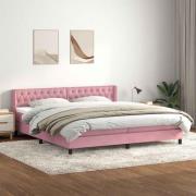 vidaXL Resårsäng med madrass rosa 180x220 cm sammet
